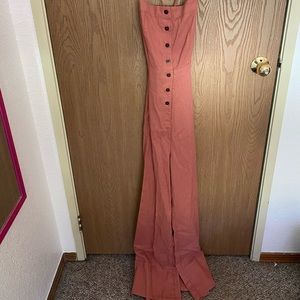 Coral Lulu’s flare leg linen jumpsuit